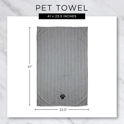 Pet Grooming Towel Collection Absorbent Microfiber X-Large, 41X23.5", Embroidered Gray