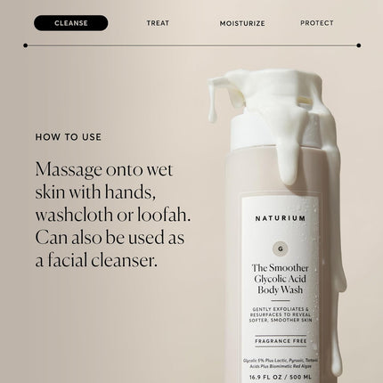 the Smoother Glycolic Acid Exfoliating Body Wash, Soft & Smoothing Cleanser, 16.9 Oz