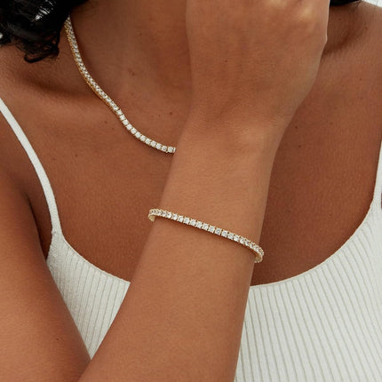 14K Gold Plated 3Mm Cubic Zirconia Classic Tennis Bracelet | Gold Bracelets for Women