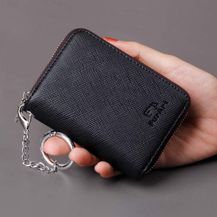 Zipper Wallet Women, RFID Blocking Credit Card Wallet, Business Card Holder, Compact Size Keychain Wallet
