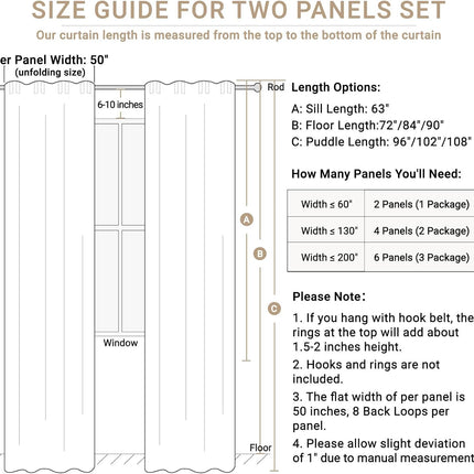 Linen Textured Total Blackout Curtains for Bedroom 84 Inches Long, Back Tab/Rod Pocket Living Room Drapes, Thermal Insulated Blackout Curtains 2 Panels Set, 50" W X 84" L, Cream