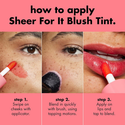 Sheer for It Blush Tint, Multi-Use, Long-Lasting Lip & Cheek Makeup, Creates a Natural Flush Finish, Vegan & Cruelty-Free, Plums Up