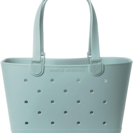 Simple Modern Large Beach Bag | Waterproof Getaway Rubber Tote with Zipper Pocket for Travel, Pool, Boat, Groceries, Sports | Sea Glass Sage