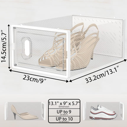 Shoe Storage, 12 Pack Shoe Organizer for Closet, Shoe Boxes Clear Plastic Stackable Shoe Containers with Lids for Size 10