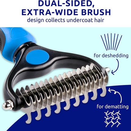 Deshedding Dog Brush for Shedding – Cat Brushes for Indoor Cats, Double-Sided Cat Brush Deshedding & Grooming Tool for Long Haired and Short Haired Dogs, Skin-Friendly