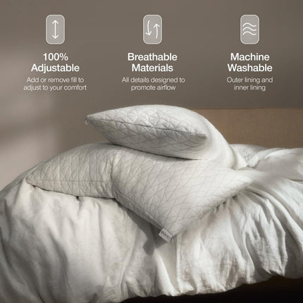 Original Adjustable Pillow, Queen Size Bed Pillows for Sleeping, Cross Cut Memory Foam Pillows - Medium Firm Back, Stomach and Side Sleeper Pillow, Certipur-Us/Greenguard Gold