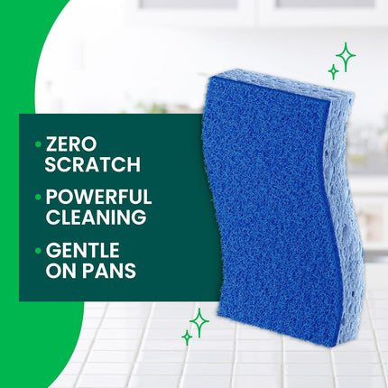 Zero Scratch Scrub Sponge, 6 Kitchen Sponges for Cleaning around the Home, Bathroom & More, Scratch-Free Dish Scrubber, Multi-Surface Safe, Best for Nonstick Pots and Pans