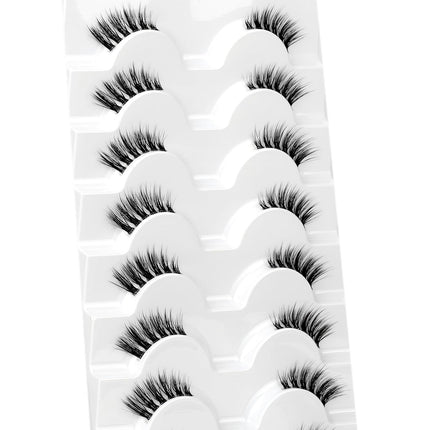 Fake Eyelashes Strips Half Lashes for Nude Makeup with Spikes Natural Small Accent Lashes 3/4 Band Short Wispy Volume Corner Eyelash 8 Pairs Pack