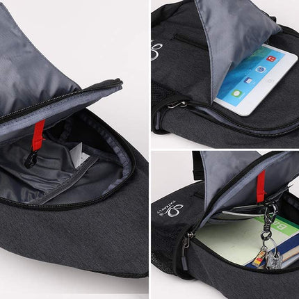 Crossbody Sling Backpack Sling Bag Travel Hiking Chest Bag Daypack (Black)
