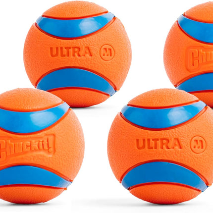 Ultra Ball Dog Toy - Medium Bouncy Fetch Balls for Dogs 20-60 Lbs - Made from Durable Rubber - Floating Water Pet Toys - Size Medium - 2.5-Inch Diameter - Pack of 4