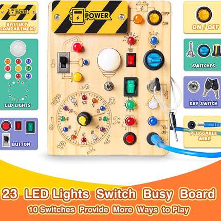 Busy Board for Toddlers - Montessori Educational Toy for 1-3 Year Old Boys & Girls | Travel-Friendly Sensory Learning Activity | Ideal for Kids with Autism(Clocks Busy Board)