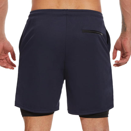 4 Pack Mens 2 in 1 Running Workout Shorts with Liner, Gym Athletic Quick Dry Sport Shorts with Pockets