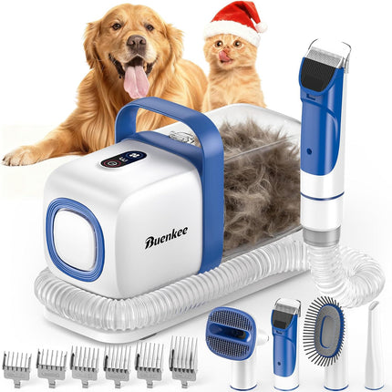 Dog Grooming Kit with Vacuum, 15000Pa Pet Hair Clipper and Shedding Brush, 2L Capacity, White