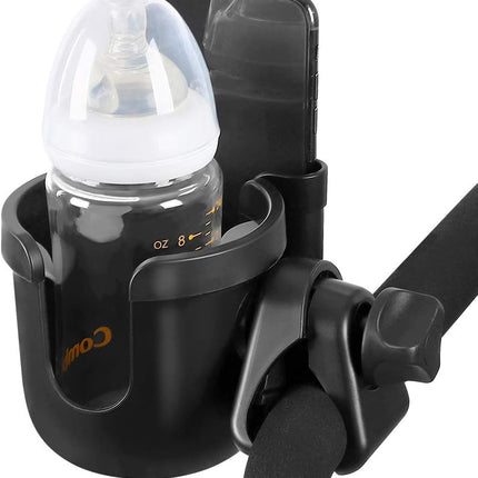 Stroller Cup Holder with Phone Holder, Bike Cup Holder, Universal Cup Holder for Uppababy Nuna Doona Strollers, 2-In-1 Cup Holder for Walker, Wheelchair, Scooter