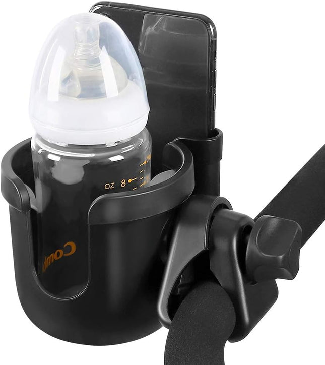 Stroller Cup Holder with Phone Holder, Bike Cup Holder, Universal Cup Holder for Uppababy Nuna Doona Strollers, 2-In-1 Cup Holder for Walker, Wheelchair, Scooter