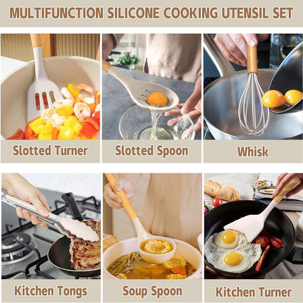 Food Grade Thickened Silicone (Stainless Steel Core) Kitchen Gadgets Tools Set - Kitchen Cooking Utensils Set, Heat Resistant Kitchen Spatula Tools Set