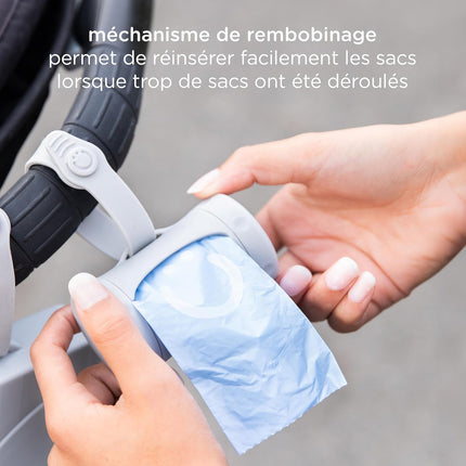Ubbi Retractable Bag Dispenser for Diaper Bag, Portable Bag Holder for Travel, Newborn Baby Essentials, Diaper Bag Must Have, Includes 24 Lavender Scented Bags, Gray