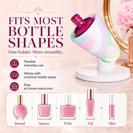 Hinge Untippable Nail Polish Bottle Holder | Anti-Spill Nail Polish Holder Stand, Tilted, Smartgrip Airlock Suction | Fingernail Painting, Nail Art Tools | Nail Polish Accessories (Unicorn)