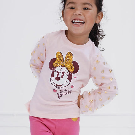 Minnie Mouse Peplum T-Shirt and Leggings Outfit Set Infant to Big Kid Sizes (18 Months - 14-16)