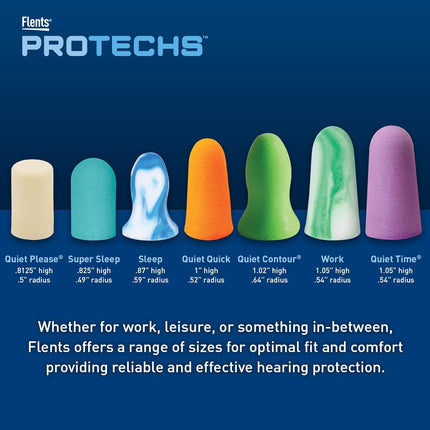 Protechs Quiet Time Foam Ear Plugs, NRR 33, 10 Pair, Purple | Reusable Foam Ear Plugs for Sleeping, Snoring, Loud Noise, Traveling, Concerts, Construction, Studying, Work & Shooting