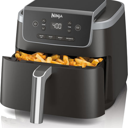 Ninja Air Fryer with Air Crisp | 5 QT Capacity Fits up to 4Lbs of Fries | 4-In-1 Pro Air Fry, Roast, Reheat, Dehydrate | 400°F Max Temp | 1750 Watts | W/Nonstick Basket & Crisper Plate | Grey | AF141