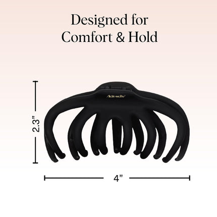 Kitsch Octopus Hair Clips - Large Claw Clips for Thick Hair, | Durable Recycled Plastic | Slip-Free Grip | Ideal Gifts for Women & Teen Girl Gifts Trendy Stuff - Classic Black & Tortoise, 2Pcs