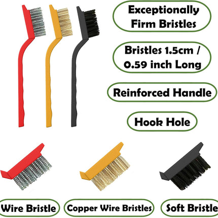 Grout Brush, Crevice Cleaning Brush Set, Stiff Bristle Scrub Brush | Ideal for Bathroom Cleaning Supplies, Tile, Shower Corners and Small Spaces. Nylon Brushes for Cleaning Grout Effectively