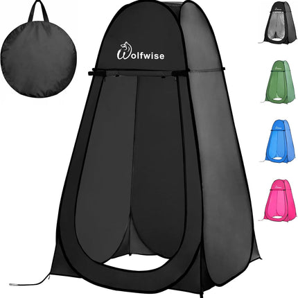 Pop up Shower Tent for Camping Essentials, Portable Instant Changing Tent with Ventilation Window & Carry Bag, Privacy Dressing Room Bathroom Toilet for Beach & Outdoor, Standard, Black