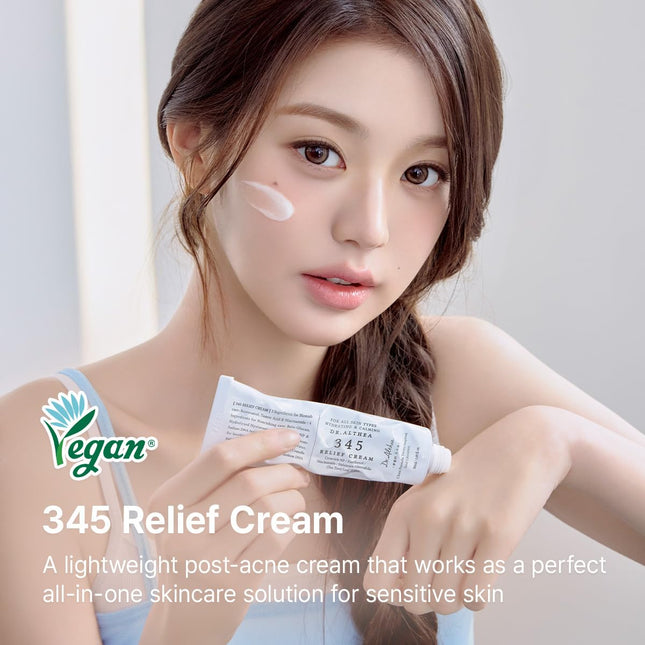345 Relief Cream | Daily Face Moisturizer for Soothing Recovery and Blemish Care with PDRN & Niacinamide | Korean Vegan Skincare for All Skin Types, 0.50 Fl Oz (Ver.2 - Pack of 1)