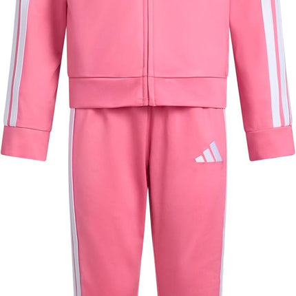 Adidas Little Girl'S Zip Front Classic Tricot Jacket and Joggers Set