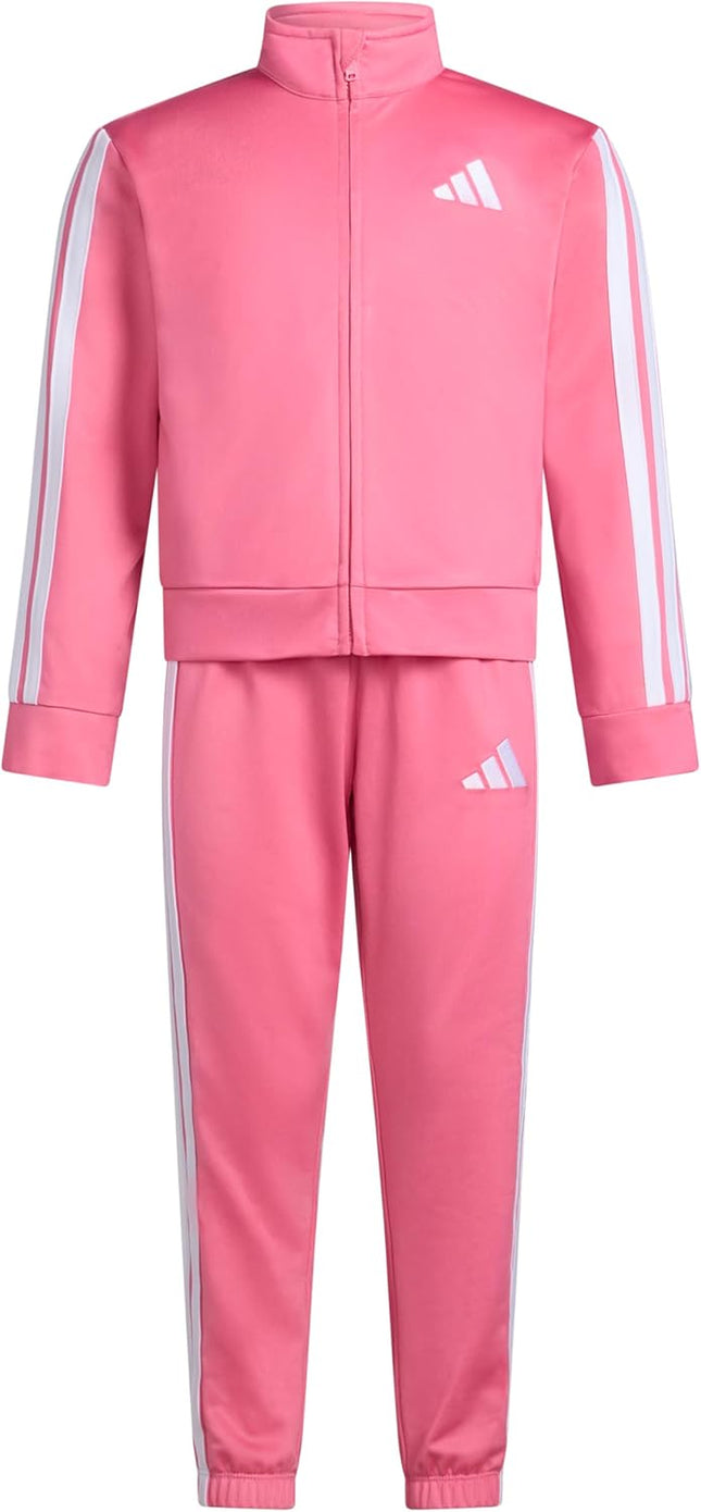 Adidas Little Girl'S Zip Front Classic Tricot Jacket and Joggers Set