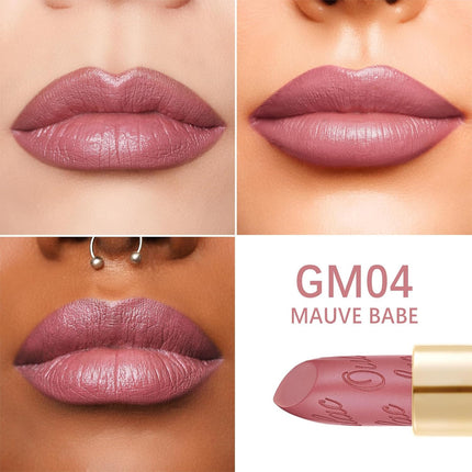 Matte Mauve Pink Lipstick with Glow Metallic Finish - Vegan Lipstick for Women, Creamy Texture, Hydrating Clean Beauty Formula, High-End Magnetic Hook Design, GM04 Mauve Babe