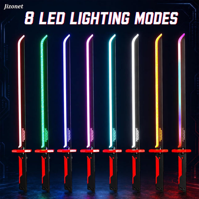 Cyberpunk LED Sword 31.5" RGB Katana with Spark Mist Sound for Cosplay Red