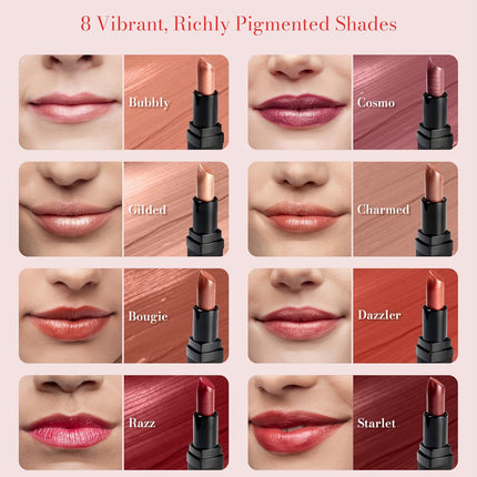 Frosted Finish Lipstick, Long Wear Moisture-Rich Shades with Natural Minerals, Matte Lipstick Contains Shea Butter, Grapeseed & Avocado Oils, Lead-Free, Gilded