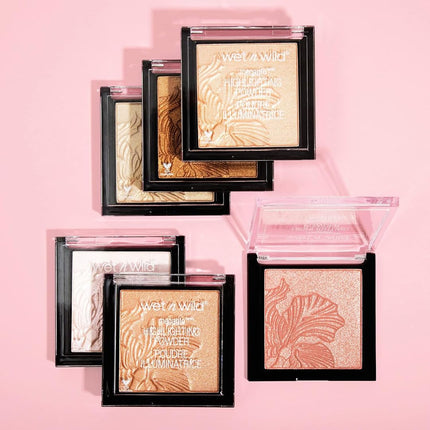 Megaglo Highlighting Powder, Highlighter Makeup, Shimmer Glow, Pink Rose Gold Blossom Glow