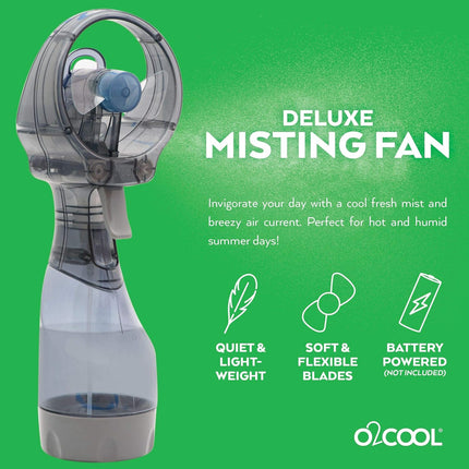 Deluxe Handheld Battery Powered Water Misting Fan (Grey)