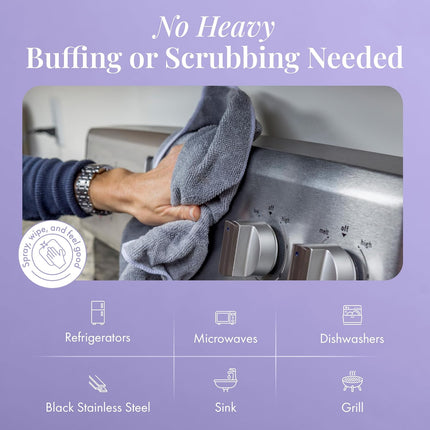 Stainless Steel Cleaner and Polish, Lavender Scent, Sink Cleaner | 100% USDA Biobased. Removes Fingerprints & Residue. Safe for Sinks, Grills & Appliances. Lavender Essential Oil Scent.