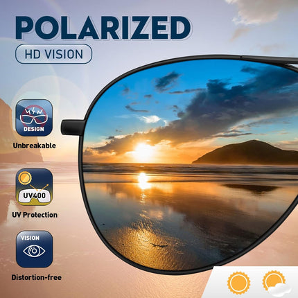Sunglasses Men Polarized Aviator Sunglasses for Men Women Fishing Driving Sun Glasses Metal Frame UV Protection