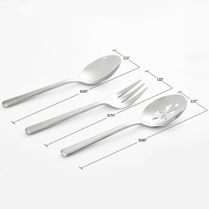 Serving Spoon X 2,Slotted Serving Spoon X 2,Serving Forks X 2, 9 Inch Stainless Steel Catering Serving Utensils for Party Buffet Dinner Banquet Kitchen Basics (Silver Mirror Finish)