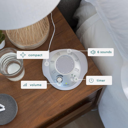 Soundsleep White Noise Sound Machine, Silver, Small Travel Size with 6 Relaxing Nature Sounds, Portable Therapy for Home, Office, Nursery, Auto-Off Timer