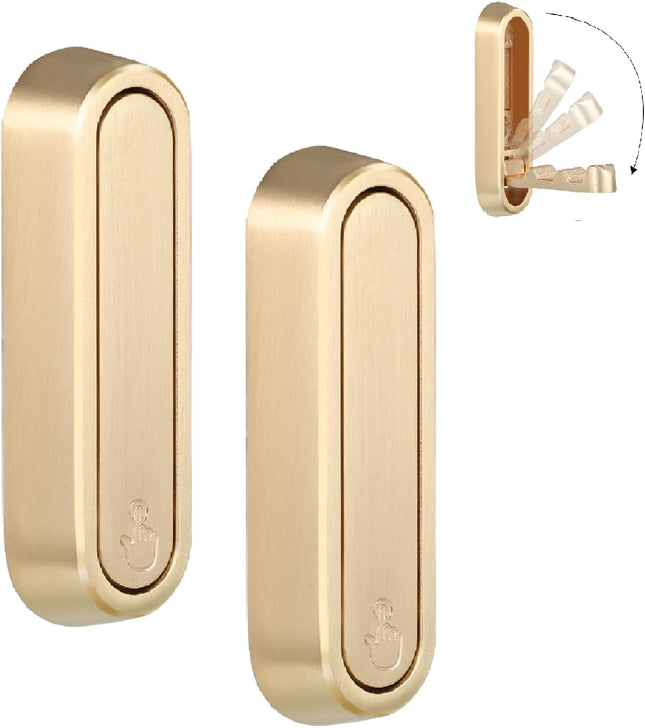 Folding Coat Hooks, 2 Pcs Foldable Gold Wall Hooks Heavy Duty Foldable Hook Bathroom Towel Hooks Robe Hooks Wall Mounted for Hanging Coat Towels Clothes Hat Bags Keys