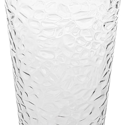 Set of 10 Hammered Glass Cups, Clear Heavy Base Drinking Glasses | 16Oz, Stackable, Durable, Dishwasher Safe, Freezer Safe, Non Slip, 100% Food Grade, BPA Free, Secure Packaging, Eco-Friendly