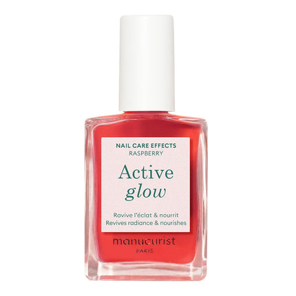 Active Glow Raspberry Nail Polish & Care - Ultra-Glowy 2 in 1 Nail Concealer & Care - Plant-Based Ingredients: Sweet Almond Oil, Raspberry - Vegan & Made in France | Bio-Sourcé Nail Polish Sweet Almond and Raspberry Nourishing & Shiny Transparent Varnish Gloss Effect Pink Varnish