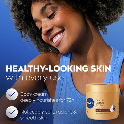 Cocoa Butter Body Cream with Deep Nourishing Serum, Cocoa Butter Cream for Dry Skin, 16 Ounce Jar