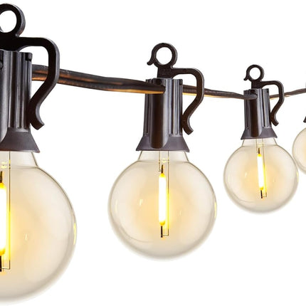 Outdoor String Lights 29 Feet G40 LED Patio Lights, Plug-In, 13 Plastic Edison Bulbs(1 Spare), Waterproof Connectable Hanging Light for Backyard Porch Balcony Party Decor, E12 Base, Black