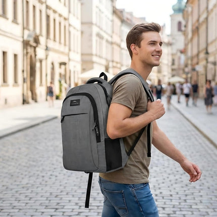 Travel Laptop Backpack, Business anti Theft Slim Sturdy Laptops Backpack Personal Item Bag, Water Resistant College School Computer Bag Gift for Men & Women Fits 15.6 Inch Notebook, Grey