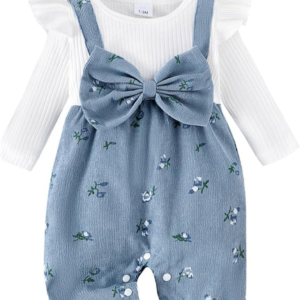 Newborn Baby Girl Clothes Long Sleeve Fack Two Piece Romper | Fall Baby Girl Clothes One Piece Gingerbread Man Jumpsuit Warm Cute Romper Baby Girl Winter Outfits 0 3 6 9 12 18 Months