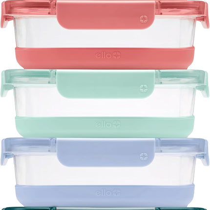Duraglass Refresh 3.4 Cup Meal Prep Sets 10Pc, 5 Pack Set- Glass Food Storage Container with Silicone Boot and Airtight Bpa-Free Plastic Lids, Dishwasher, Microwave and Freezer Safe, Melon