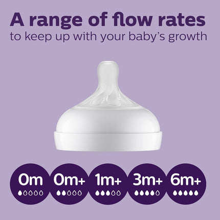 Natural Glass Baby Bottle with Natural Response Nipple (Medium Flow, Flow 3), 8Oz, SCY913/01