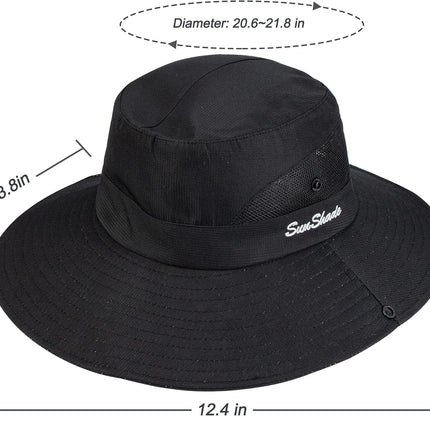 Women's UV-Protection Foldable Wide-Brim Sun Hat with Mesh and Ponytail Hole for Outdoor Activities